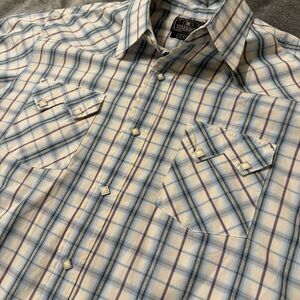 Lucky Brand Mens Long Sleeve Diamond Pearl Snap Plaid‎ Size Large Dungarees